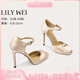 Lily Wei【枳夏】知性優(yōu)雅名媛風(fēng)高跟涼鞋包頭氣質(zhì)時(shí)裝女鞋小碼 香檳粉【跟高10cm】 36