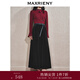 MAXRIENY浪漫復(fù)古感A字絲絨半裙法式赫本風(fēng)高腰長裙修身 黑色 M