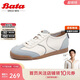 Bata休閑鞋女牛皮通勤復古德訓運動(dòng)鞋ACO23AM4 米白/淺蘭 38