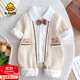 G.DUCKKIDS小黃鴨新生嬰幼兒春秋季洋氣紳士風(fēng)連體衣寶寶百天滿(mǎn)月宴禮服爬服 領(lǐng)結長(cháng)袖雙層連體 73cm