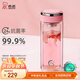 希諾（HEENOOR） 抗菌玻璃杯女士雙層水杯隔熱便攜簡(jiǎn)約透明家用帶濾網(wǎng)泡茶花茶杯 粉色270ml