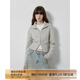 付智恩秋風(fēng)香茶 彩點(diǎn)夾花羊毛雙拉鏈針織開(kāi)衫女短款翻領(lǐng)寬松毛衣 彩點(diǎn)灰 M