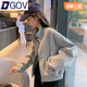 DGOV短款外套女2025秋季新款棒球服休閑顯瘦夾克開衫上衣寬松百搭外套 淺灰色 S 【85--100斤】