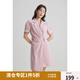 獨束大碼女裝法式高級干練連衣裙女微胖mm夏裝新款簡潔通勤風(fēng)西裝裙 芭蕾粉 XL (尺碼：3)