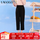 LAGOGO黑色直筒寬松百搭休閑褲女拉谷谷夏季新款高腰氣質(zhì)九分褲 黑色(W1) XL