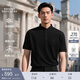 布克兄弟（BrooksBrothers）[涼感]布克兄弟男士25夏新款商務精致小領純色polo衫 0004-黑色 M