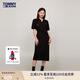 TOMMY JEANS【透氣舒適】夏女珠地棉氣質(zhì)收腰顯瘦V領(lǐng)寬松長(cháng)連衣裙17725 黑色BDS S （推薦：95-110斤）