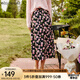 Olrain歐芮兒碎花燈芯絨半身裙女秋夏法式優(yōu)雅復古中長(cháng)款裙子 花色 M