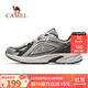 駱駝光圈慢跑鞋春夏全地形耐磨復古休閑跑步 X14B097013，駱駝白/黑/銀 ，男 40