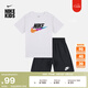 耐克（NIKE）官方男女童幼童T恤和短褲套裝夏季經(jīng)典輕便舒適II6486 010黑 110 S