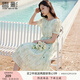 香影扎染綠色連衣裙女2025夏季新款超仙泡泡袖系帶海邊度假風(fēng)裙子 淺綠 M 160/84A/95-110斤