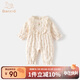 班喜迪嬰兒衣服秋裝嬰幼兒連體衣寶寶外出服哈衣春秋季洋氣公主碎花爬服 米色 80cm