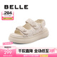 百麗（Belle）亮片休閑涼鞋女商場款厚底增高涼鞋B4A1DBL4 米色 35 (225mm)