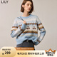 LILY【費爾島系列】秋裝新款女裝復古寬松休閑通勤針織衫毛衣 404淺藍 L