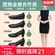 路施南真皮銀行工作鞋女黑色單鞋舒適職業(yè)正裝皮鞋上班鞋軟底工鞋空姐鞋 黑色2.5cm標準版(標配:單里280 38