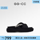 GG-CC【白鹿同款】夏季新款時尚帶鉆厚底拖鞋百搭涼拖人字拖女G24S0028 黑色拖鞋 36