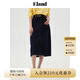 ELAND衣戀半身裙女后開衩簡約風H型顯瘦復古通勤長裙新款 深牛仔色(57)D/Indigo M 165
