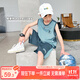 左西男童夏裝套裝2025兒童夏季速干籃球服運動(dòng)背心兩件套 藍灰色 160