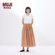 無(wú)印良品（MUJI）女式 強捻抽褶裙 長(cháng)半身裙女夏季款裙子25年女裝純棉BE1VCC5S 煙熏橙色 S (155/62A)