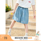 茵曼（INMAN）女童蝴蝶結刺繡牛仔短褲2025新款夏季甜美百搭中大女童褲子潮 牛仔藍 150