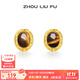 周六福（ZLF）  S925銀飾耳釘女木變石美拉德復(fù)古耳飾送女友生日禮物 耳釘一對