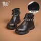 舞瑪女童馬丁靴兒童短靴2025新款寶寶秋冬款女孩皮靴子加絨公主二棉鞋
