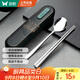 雙槍?zhuān)⊿uncha）食品級304不銹鋼便攜餐具筷子個(gè)人專(zhuān)用學(xué)生成人筷勺盒 孔雀綠