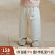 OAK FAMILY夏季寶寶褲子九分褲休閑褲兒童運(yùn)動(dòng)褲寬松直筒 奶霜杏 100 cm