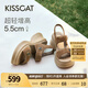 KISSCAT接吻貓【錢(qián)幣】厚底沙灘涼拖25夏新增高魔術(shù)貼運(yùn)動(dòng)涼鞋女 棕色 -羊反絨 36