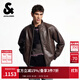 杰克·瓊斯（JACK&JONES）男裝士夾克羊皮革插袋時(shí)尚長(cháng)袖寬松立領(lǐng)經(jīng)典舒適上衣225410002 E09巧克力棕 常規 M （175）