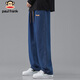 大嘴猴（paul frank）牛仔褲男士冬季美式寬松褲子男褲高街休閑褲男潮 深藍色 2XL