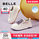 百麗（Belle）透氣網(wǎng)面小白鞋女厚底休閑運動(dòng)板鞋B1175BM3預售 蜂蜜牛乳-皮面 36 (230mm)