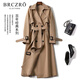 北徹（BRCZRO）2025風(fēng)衣女中長(cháng)款春秋新款韓版大碼小個(gè)子流行英倫風(fēng)大衣過(guò)膝外套 【卡其色】格子里布 S （建議105斤以下）