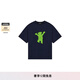 WE11DONE【明星同款】中性男女同款經(jīng)典小熊印花圓領(lǐng)寬松短袖T恤 深藍(lán)色 L