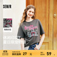 森馬（Semir）短袖t恤女中長款寬松顯瘦萌寵印花上衣2025夏裝新款透氣套頭衫 褐灰20867-系蝴蝶結(jié)的小狗 M