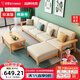 公熊（GXIONG）沙發(fā) 實(shí)木沙發(fā)客廳北歐布藝沙發(fā)床沙發(fā)小戶型 【標(biāo)準(zhǔn)版】原木色（米白色布套） 四人位+腳踏+長(zhǎng)茶幾 【特價(jià)沖量】