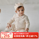 OAK FAMILY嬰兒連體衣秋季有機(jī)棉新生兒衣服寶寶和尚服 棕白條紋（對襟） （不含帽子） 80cm