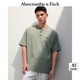 ABERCROMBIE & FITCH男裝25夏新款經(jīng)典小麋鹿美式重磅寬松亨利領(lǐng)短袖T恤KI124-5188 石板綠 L (180/108A)