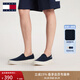 TOMMY JEANS25春夏新款男懶人一腳蹬輕便船鞋運動(dòng)休閑鞋帆布鞋 【01366】藏青色C1G 41