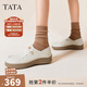 他她（TATA）QQ軟糖英倫單鞋女真皮厚底牛津鞋小皮鞋豆豆鞋新7A421CM4 7A421CM4米白（踩跟款-寬版） 37