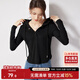 尚都比拉春秋慵懶風(fēng)連帽長(cháng)袖t恤女顯瘦百搭純色女裝上衣 雅黑色 L 