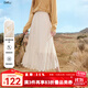 百圖（betu）女裝2025年秋季新款半身裙波嬉風(fēng)鏤空蕾絲高級感裙子女2509T79 杏色 M