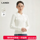 藍(lán)地（LANDI）法式氣質(zhì)翻領(lǐng)修身針織衫女含羊毛開(kāi)衫上衣秋冬新品 乳白色 M