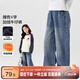 左西女童加絨褲子2025新款秋冬款兒童保暖牛仔褲女孩長(zhǎng)褲 牛仔色 140
