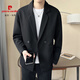 皮爾卡丹（pierre cardin）痞帥小西裝外套男春秋款潮牌寬松休閑雙排扣輕熟風(fēng)感西服上衣 黑色 L