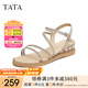 他她（TATA）絕美坡跟涼鞋女外穿一字帶時(shí)裝涼鞋夏季新款7UA03BL4 金色 35