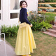 GOREMAN甜美多巴胺穿搭套裝女2025秋季新款藏青色針織衫黃色半身裙兩件套 33762半身裙-黃色 L 【110-125斤】
