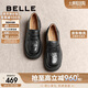 百麗歡樂(lè)奏樂(lè)福鞋2025新款春商場(chǎng)真皮百搭休閑鞋D2P1DAA5 黑色 37