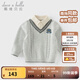 戴維貝拉（DAVE＆BELLA）冬裝純棉寶寶衣服學(xué)院風(fēng)男童上衣假兩件小童衣服兒童毛衣套頭衫 極地灰【現貨】 140 cm（建議身高130-140cm）