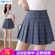 半身裙女短裙春夏秋冬季高腰格子百褶裙女士A字學(xué)生裙子學(xué)院風(fēng)裙子 藍色格 S